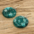 Recycled CD dangle earrings, 'Turquoise World' - Eco-Friendly Turquoise Round Recycled CD Dangle Earrings