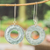Recycled CD dangle earrings, 'Silver Era' - Modern Round Silver Recycled CD Dangle Earrings