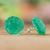 Recycled CD stud earrings, 'Emerald Translucent Illusion' - Handmade Emerald Recycled CD Stud Earrings with Silver Posts