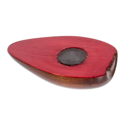 Wood magnet, 'Guatemalan Sapodilla' - Wood Sapodilla Magnet Hand-Carved and Painted in Guatemala