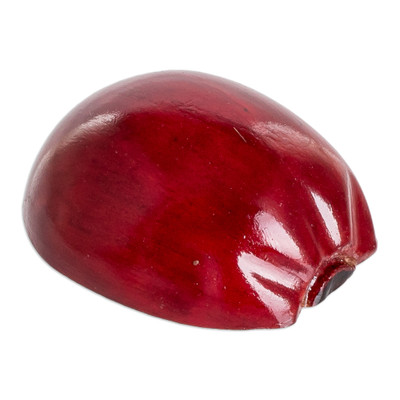 Wood magnet, 'Guatemalan Red Apple' - Wood Red Apple Magnet Hand-Carved and Painted in Guatemala