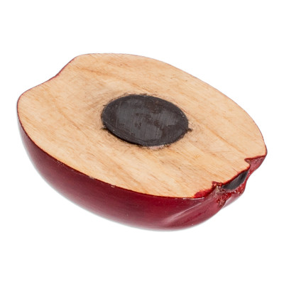 imán de madera - Imán de Manzana Roja de Madera Tallado y Pintado a Mano en Guatemala