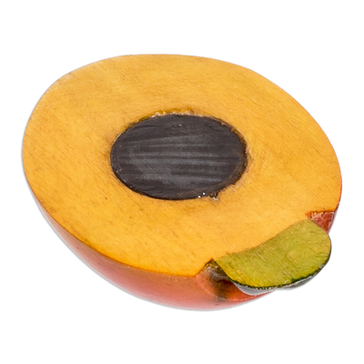Holzmagnet - Orangefarbener Holzmagnet, handgeschnitzt und bemalt in Guatemala