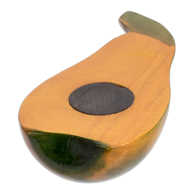 imán de madera - Imán de pera de madera de ciprés tallado a mano pintado a mano