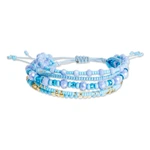 Multi-strand beaded bracelet, 'Serene Radiance' - Handmade Multi-Strand Glass Beaded Bracelet in Light Blue