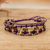 Multi-strand beaded bracelet, 'Chic Radiance' - Purple and Gold Handmade Multi-Strand Glass Beaded Bracelet
