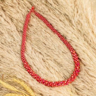 Torsade-Halskette mit Perlen - Glasperlen-Torsade-Halskette, handgefertigt in Guatemala