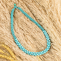 Beaded torsade necklace, 'Sky Blue Magic' - Handcrafted Glass Beaded Torsade Necklace in Light Blue