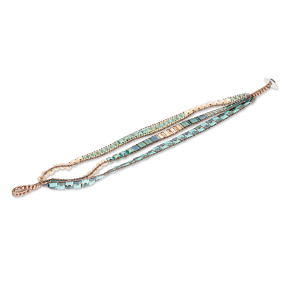Perlenarmband - Handgefertigtes Armband aus türkisfarbenen und grünen Glasperlen