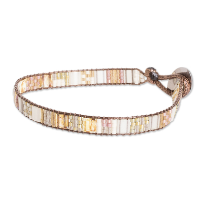 Armband aus Glasperlen - Böhmisches goldenes und elfenbeinfarbenes Glasperlen-Armband
