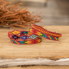 2 Handmade Colorful Beaded Positive Energy Wrap Bracelets, "Always Connected"