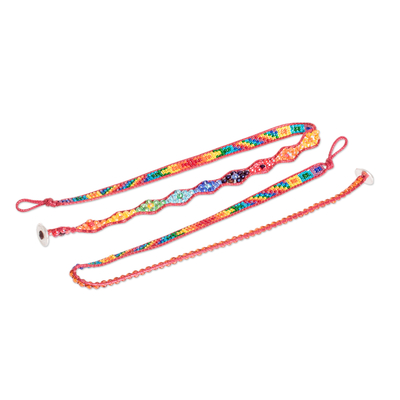 Positive energy bracelets, 'Always Connected' (pair) - 2 Handmade colourful Beaded Positive Energy Wrap Bracelets