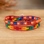 Positive energy bracelet, 'Perfect Unity' - Multicolored Beaded Positive Energy Long Wrap Bracelet