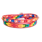 Positive energy bracelet, 'Perfect Unity' - Multicolored Beaded Positive Energy Long Wrap Bracelet