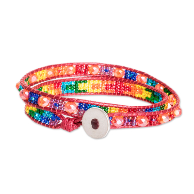 Positive energy bracelet, 'Perfect Unity' - Multicoloured Beaded Positive Energy Long Wrap Bracelet