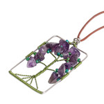 Amethyst pendant necklace, 'Sylvan Purple' - Tree-Themed Purple and Green Amethyst Pendant Necklace