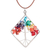 Multi-gemstone pendant necklace, 'Nature's Rainbow Diamond' - Diamond-Shaped Tree-Themed Multi-Gemstone Pendant Necklace