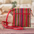 Cotton sling, 'colourful Guatemala' - Handmade Classic Striped Red Cotton Sling Bag with Zipper