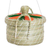 Natural fiber basket, 'Joyful Spring' - Handwoven Floral Orange Natural Fiber Basket from Guatemala