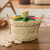 Natural fiber basket, 'Tropical Spring' - Handwoven Floral Multicolor Natural Fiber Basket