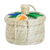 Natural fiber basket, 'Tropical Spring' - Handwoven Floral Multicolor Natural Fiber Basket