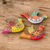 Ceramic magnets, 'Joyful Doves' (set of 3) - Set of 3 Hand-Painted colourful Dove Ceramic Magnets
