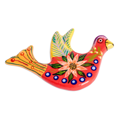 Ceramic magnets, 'Joyful Doves' (set of 3) - Set of 3 Hand-Painted Colorful Dove Ceramic Magnets