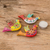 Ceramic magnets, 'Joyful Doves' (set of 3) - Set of 3 Hand-Painted Colorful Dove Ceramic Magnets