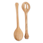 Wood serving spoons, 'Culinary Seasoning' (pair) - 2 Reclaimed Wood Serving Spoons with Pyrography Designs