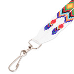 Glass beaded keychain, 'Key to Elegance' - Handcrafted Geometric Glass Beaded Keychain in White