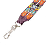 Glass beaded keychain, 'Key to Dreams' - Handcrafted Geometric Glass Beaded Keychain in Purple