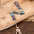 Porta llavero con cordón para el cuello con cuentas - Porta llavero guatemalteco con cuentas a mano en azul