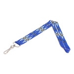 Beaded neck lanyard keychain holder, 'Handy and Stylish' - Guatemalan Hand-Beaded Blue Neck Lanyard Keychain Holder