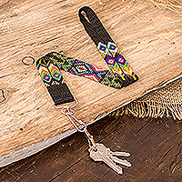 Schlüsselanhänger-Halter für Halsband mit Perlen, „Handlich und elegant“ – Handgefertigter Schlüsselband-Halter für Halsband mit Perlen in Schwarz