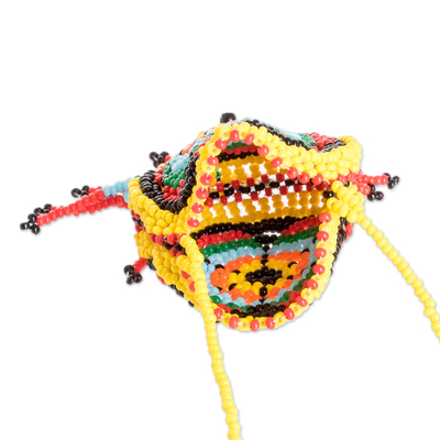 Beaded mini shoulder bag, 'Colorful Barrilete' - Giant Guatemalan Kite Inspired Beaded Mini Shoulder Bag
