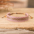 Beaded wristband bracelet, 'Chic Lilac' - Handmade Lilac and Brown Glass Beaded Wristband Bracelet