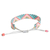 Beaded wristband bracelet, 'Luminous Pyramids' - Geometric Turquoise and Pink Glass Beaded Wristband Bracelet