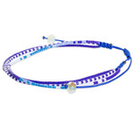 Beaded strand bracelet, 'Marine Lives' - Handcrafted Blue Glass Beaded Three-Strand Bracelet