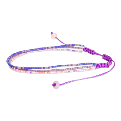 Perlenarmband - Handgefertigtes dreireihiges Armband aus violetten Glasperlen