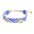 Beaded wristband bracelet, 'Bright Atitlan' - Geometric Blue and Golden Glass Beaded Wristband Bracelet