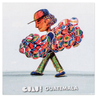 Paper magnet, 'Playful Memories' - Traditional Child-Themed Paper Magnet from Guatemala