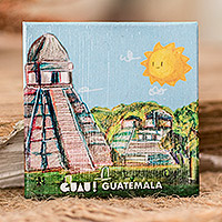 Papiermagnet, „Ancestral Memories“ – Traditioneller Tikal-Papiermagnet aus Guatemala