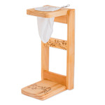 Wood single-serve drip coffee stand, 'Tropical Delights' - Macaw-Themed Laurel Wood Single-Serve Drip Coffee Stand