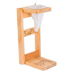 Wood single-serve drip coffee stand, 'Tropical Delights' - Macaw-Themed Laurel Wood Single-Serve Drip Coffee Stand