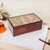 Caja de té de madera - Caja de té de madera de pino hecha a mano con temática de caña de azúcar en color marrón