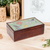 Wood tea box, 'Spring Visions' - Handcrafted Nature-Themed Pinewood Tea Box in Brown