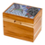 Caja decorativa de madera - Caja decorativa de madera de teca con mosaico de colibrí hecho a mano