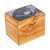 Caja decorativa de madera - Caja decorativa de madera de teca con mosaico con temática de colibrí