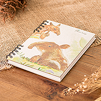 Tagebuch aus Zuckerrohrpapier, „Tapir Journey“ – Tagebuch aus Recyclingpapier mit Tapir-Motiv und Kunstdruck, 70 Seiten