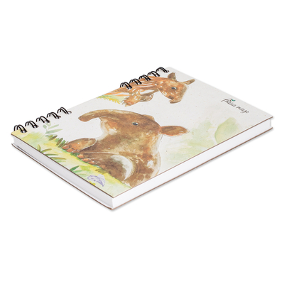 Diario de papel de caña de azúcar - Diario de papel reciclado con impresión artística con temática de tapir y 70 páginas